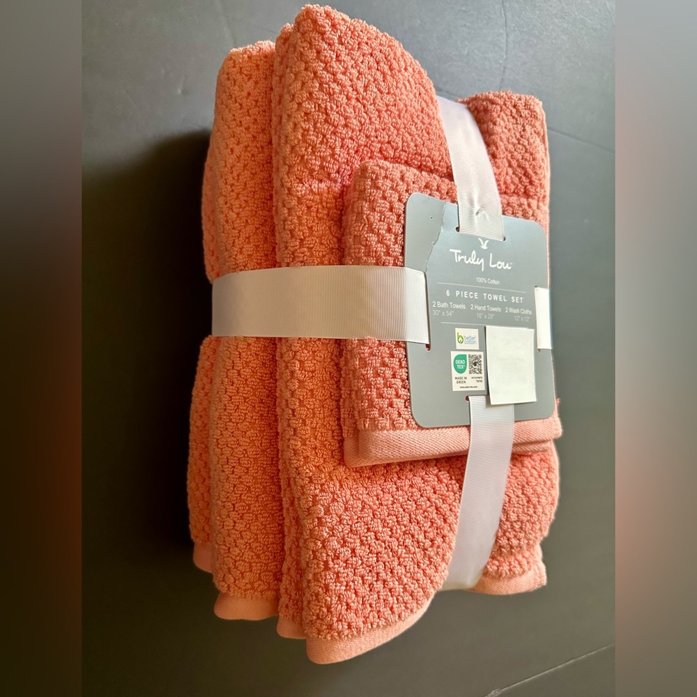 6pc TRULY LOU 100% Cotton Bath Towel Set - RLPapaya